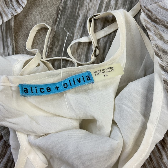 Alice + Olivia Top Layered Cami Blouse Silk Lining Women Sz XS Animal Print - Picture 5 of 10